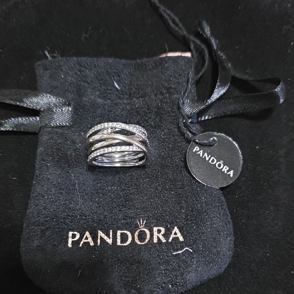 Pandora Silver Ring with Crystals